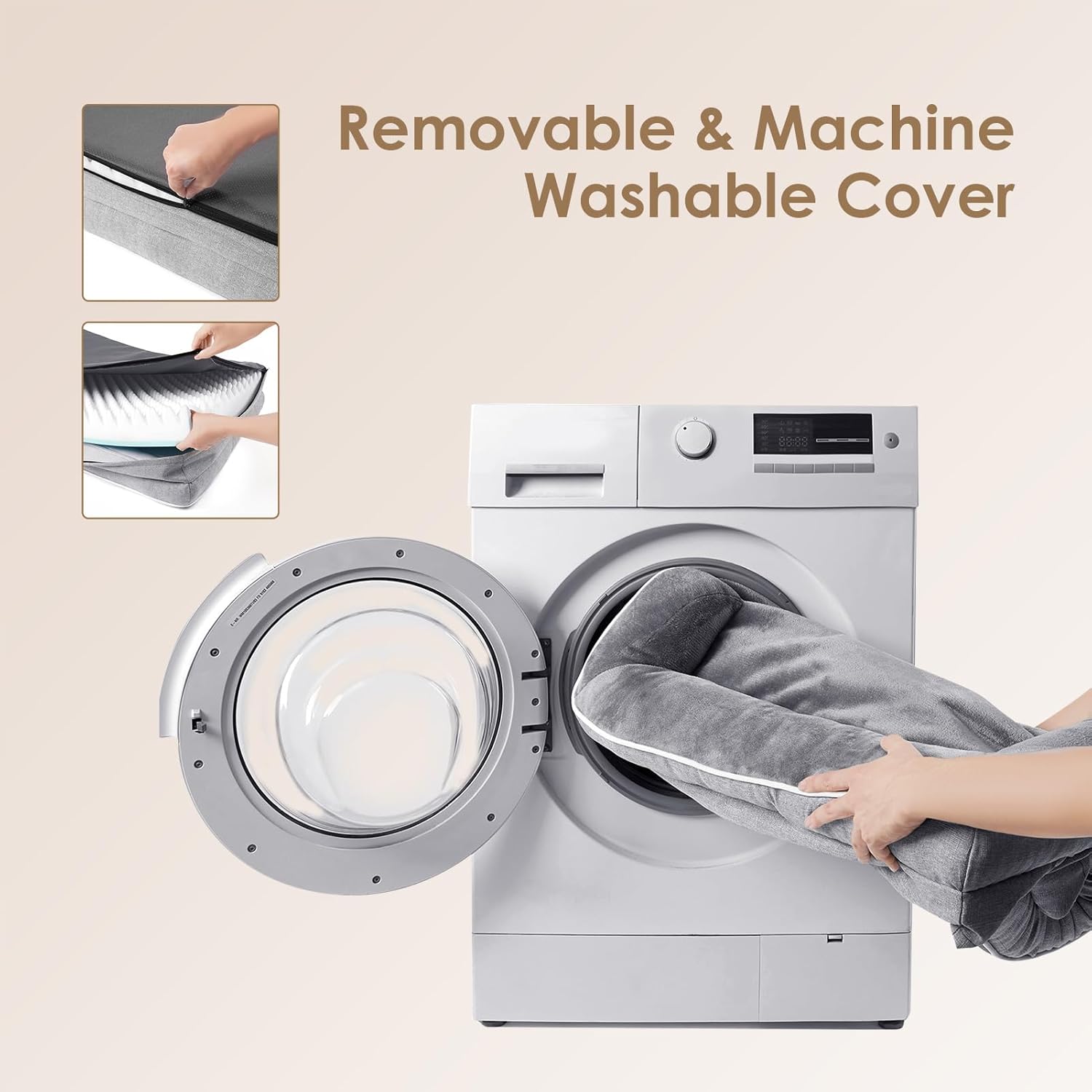 EHEYCIGA Orthopedic Dog Beds Large Sized Dog, Waterproof Memory Foam Pet Bed with Sides, Non-Slip Bottom Large Pet Bed with Washable Removable Cover, Grey - Image 6