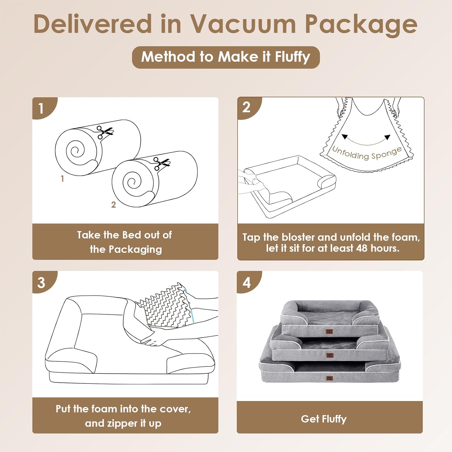 EHEYCIGA Orthopedic Dog Beds Large Sized Dog, Waterproof Memory Foam Pet Bed with Sides, Non-Slip Bottom Large Pet Bed with Washable Removable Cover, Grey - Image 7