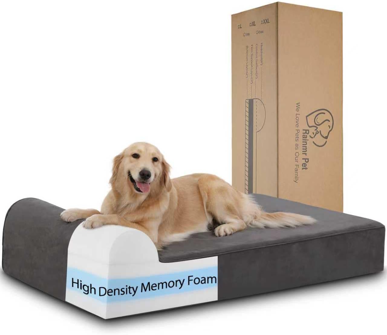 Orthopedic Dog Beds for Large Dogs, 7" Memory Foam Dog Beds with Waterproof Liner, Durable Microsuede Cover, Removable and Washable, Nonskid Bottom, 48"x30"x7" L Grey