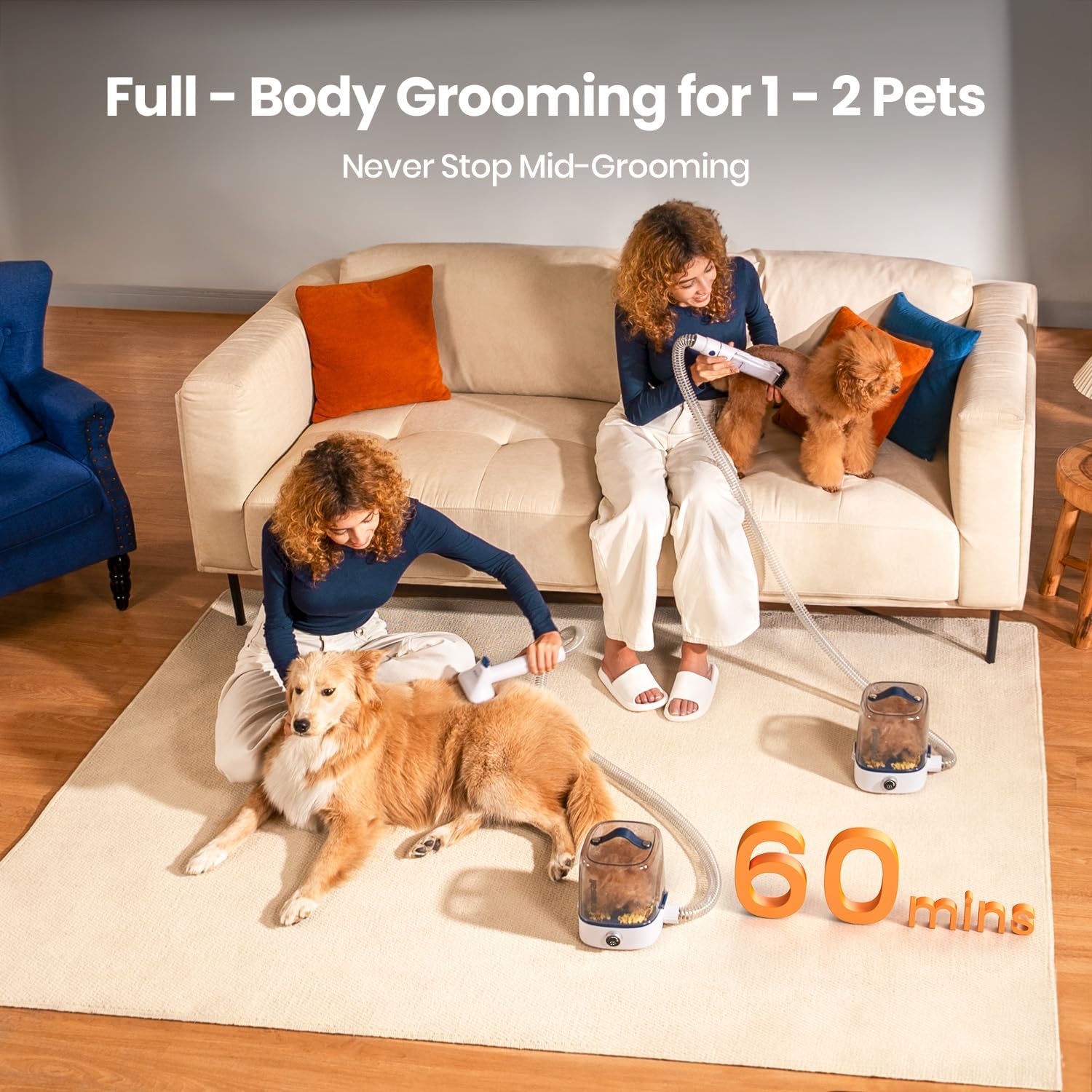 oneisall Cordless Dog Grooming Vacuum Kit, Dog Grooming Kit with 5100mAh & 11-in-1 Pet Tools, 3L Dust Cup, Low Noise for Shedding & Grooming and Suitable for Home/Car Cleaning,Comfy L1 - Image 4