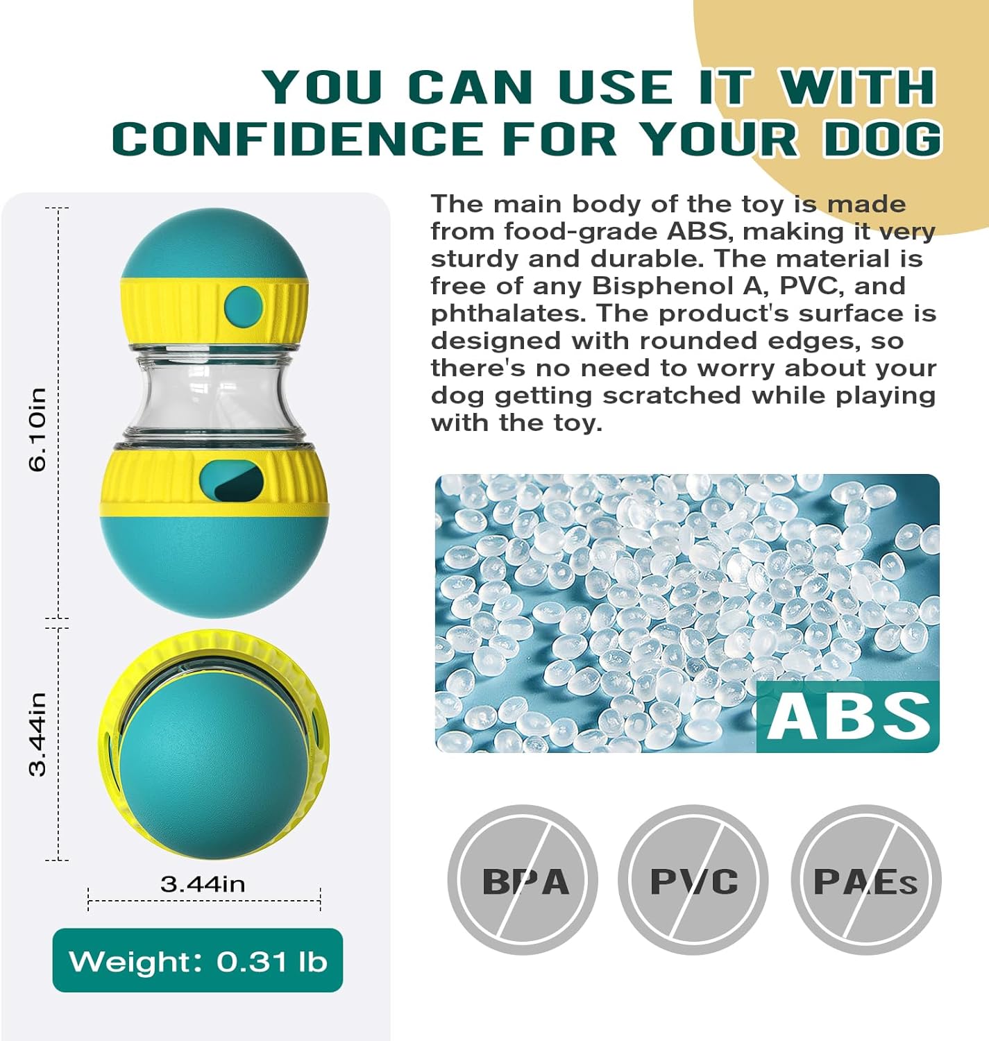 Dog Puzzle Toy Adjustable Treat Dispensing Ball Food Dispenser Tough Slow Feeder Puppy Enrichment Training Toy Pet Interactive Chase Toys for Small Medium Large Dogs to Keep Them Busy, Green - Image 5