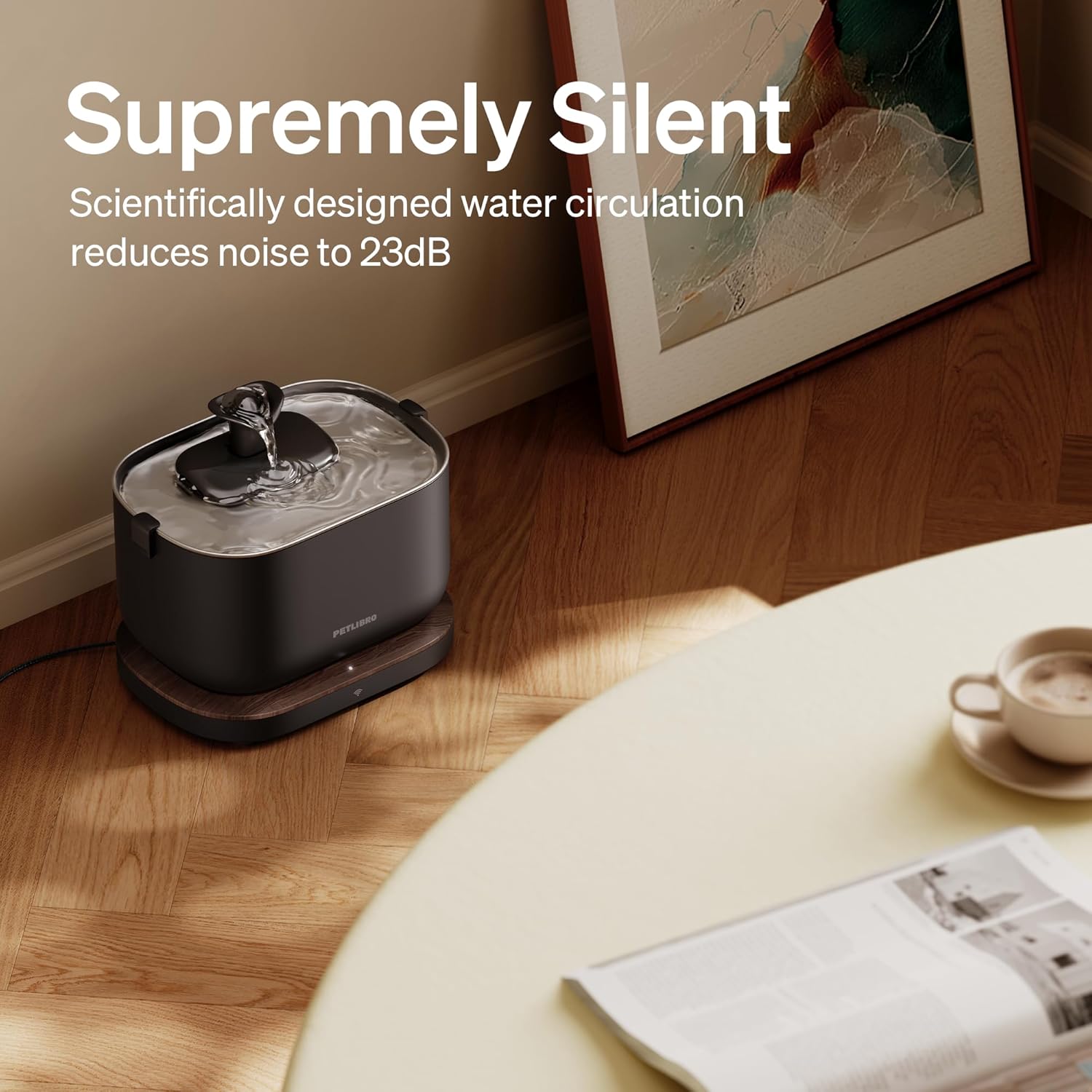 PETLIBRO Cat Water Fountain, App Monitoring Pet Fountains for Cats Indoor with Stainless Steel Tray, 2.5L/84oz Dockstream Automatic Water Dispenser for Drinking, 2.4G Wi-Fi Smart Bowl Inside - Image 7