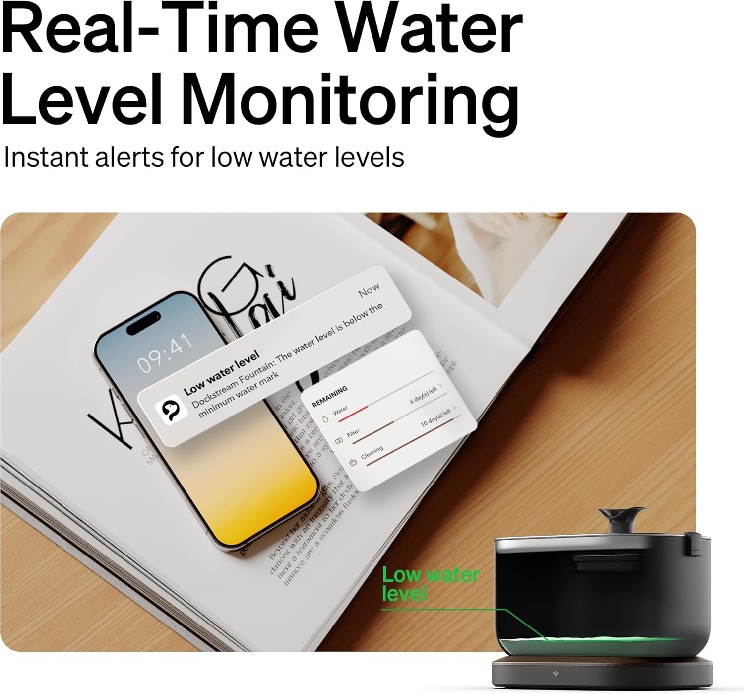 PETLIBRO Cat Water Fountain, App Monitoring Pet Fountains for Cats Indoor with Stainless Steel Tray, 2.5L/84oz Dockstream Automatic Water Dispenser for Drinking, 2.4G Wi-Fi Smart Bowl Inside - Image 6