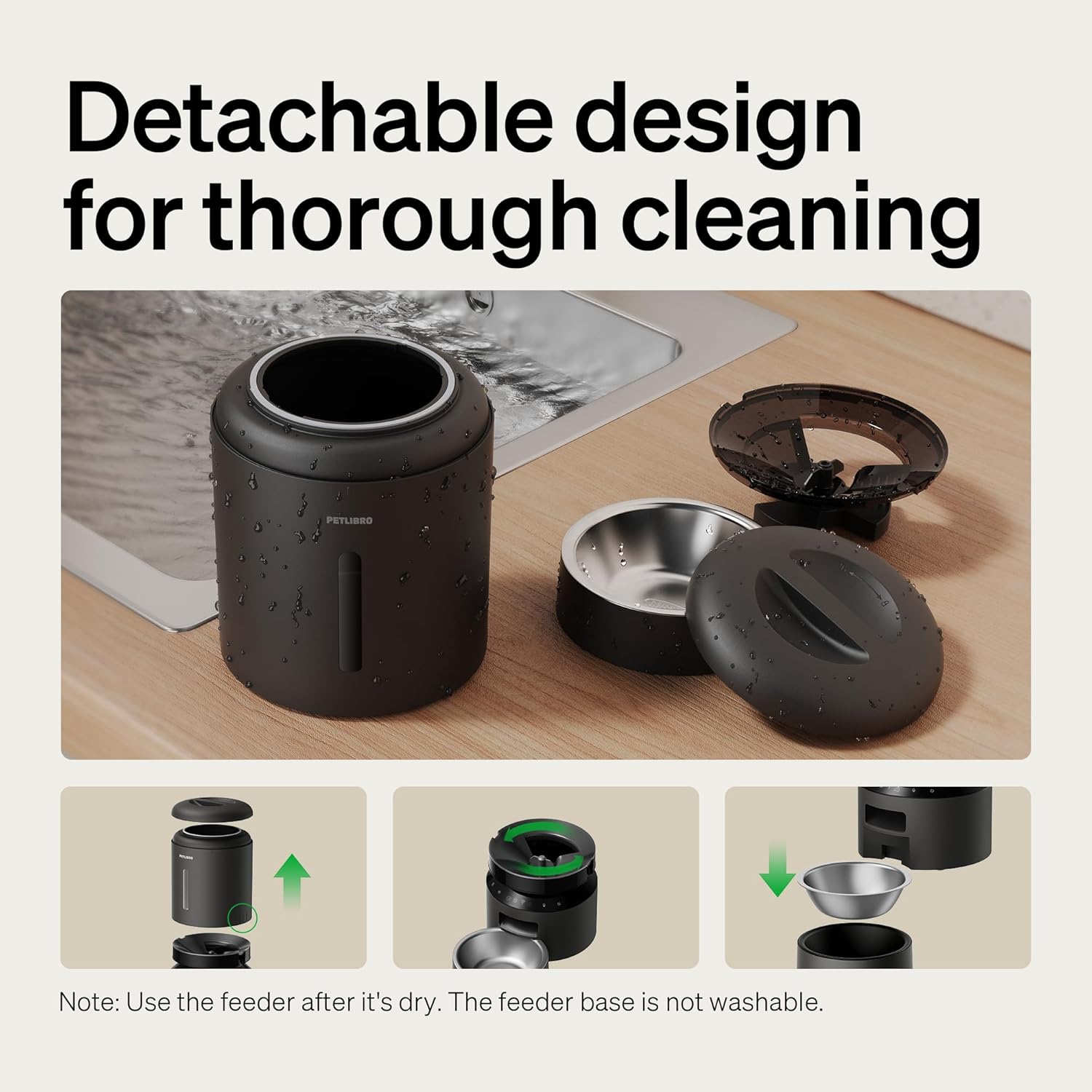 PETLIBRO Automatic Cat Feeder, 5G WiFi Automatic Dog Food Dispenser with Freshness Preservation, 5L Timed Pet Feeder with Low Food Sensor, Up to 10 Meals Per Day, Granary Black - Image 8