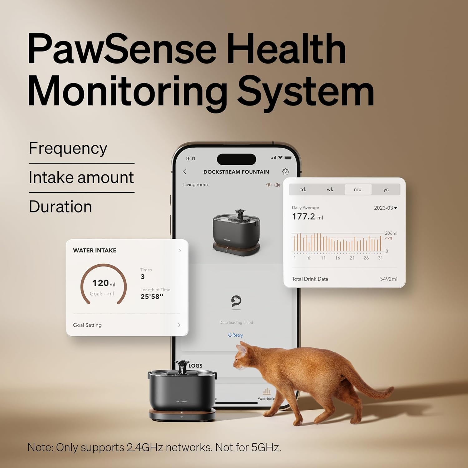 PETLIBRO Cat Water Fountain, App Monitoring Pet Fountains for Cats Indoor with Stainless Steel Tray, 2.5L/84oz Dockstream Automatic Water Dispenser for Drinking, 2.4G Wi-Fi Smart Bowl Inside - Image 2