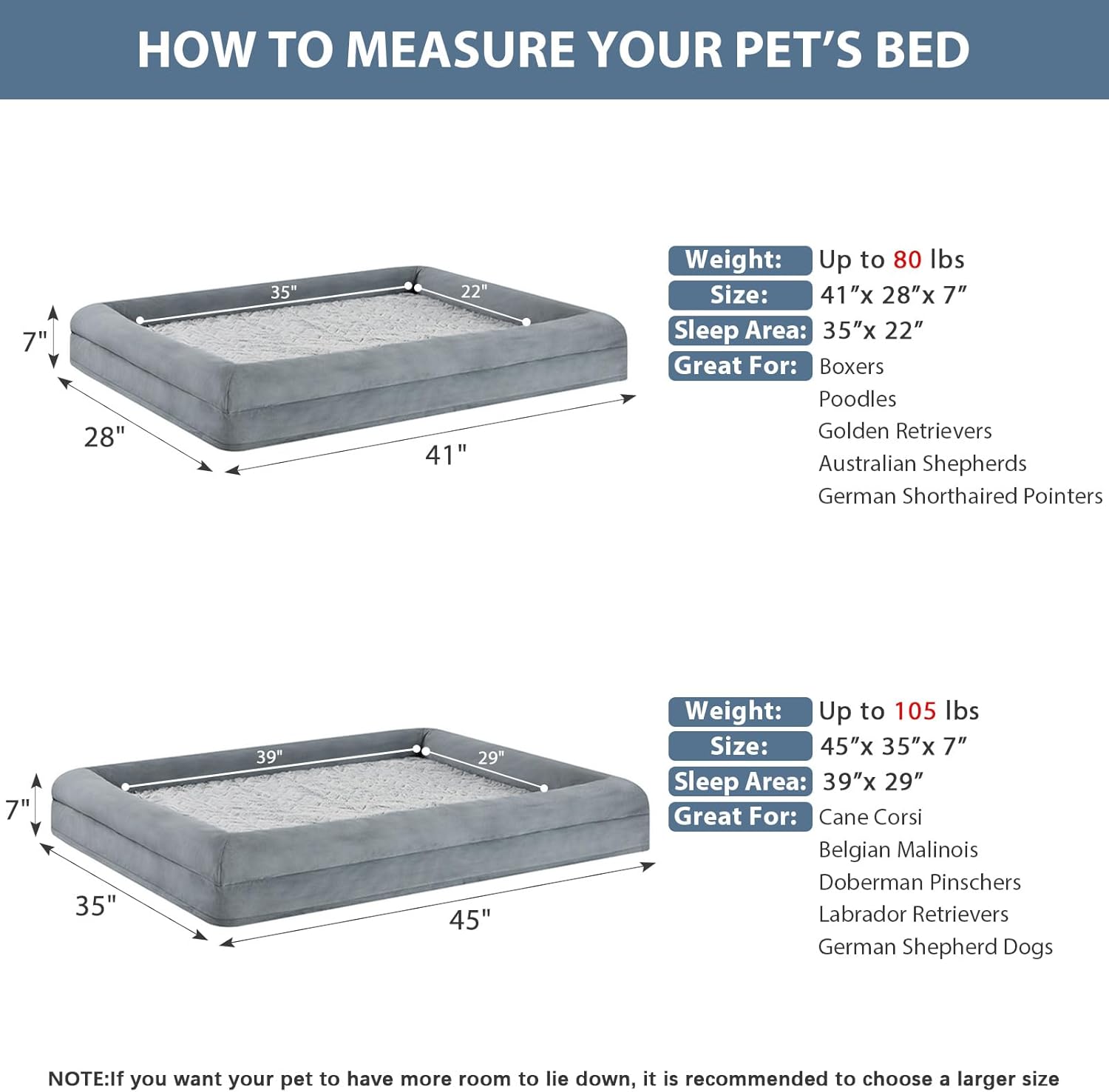 WNPETHOME XL Extra Large Dog Bed, Washable Dog Couch with Removable Waterproof Cover, Orthopedic Large Pet Sofa Bed with Bolster Sides for Sleeping - Image 3