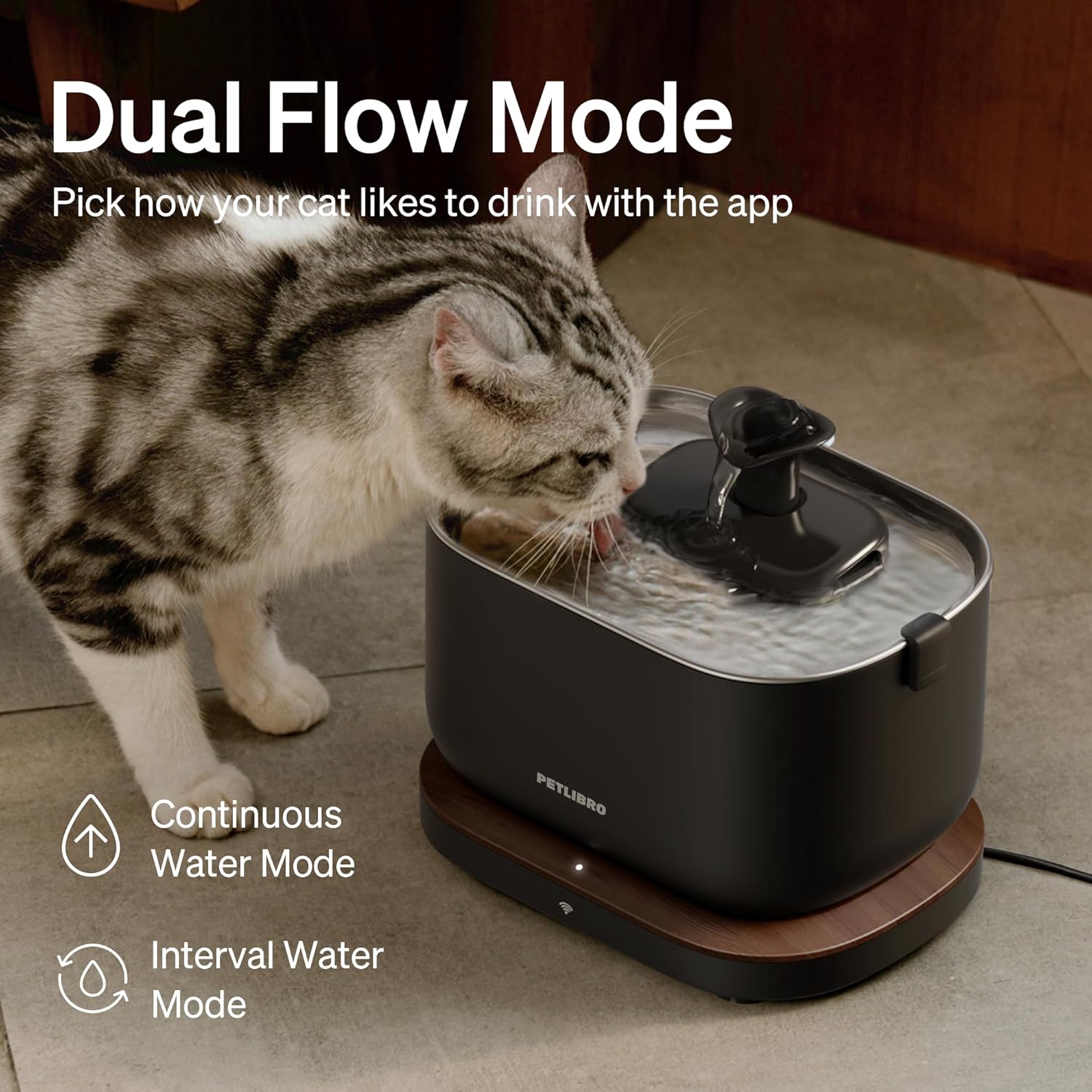 PETLIBRO Cat Water Fountain, App Monitoring Pet Fountains for Cats Indoor with Stainless Steel Tray, 2.5L/84oz Dockstream Automatic Water Dispenser for Drinking, 2.4G Wi-Fi Smart Bowl Inside - Image 8