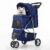 MoNiBloom 3 Wheels Pet Stroller, Foldable Dog Cat Cage Jogger Stroller with Weather Cover for All-Season, Storage Basket and Cup Holder, Breathable and Visible Mesh for Small/Medium Pets, Blue